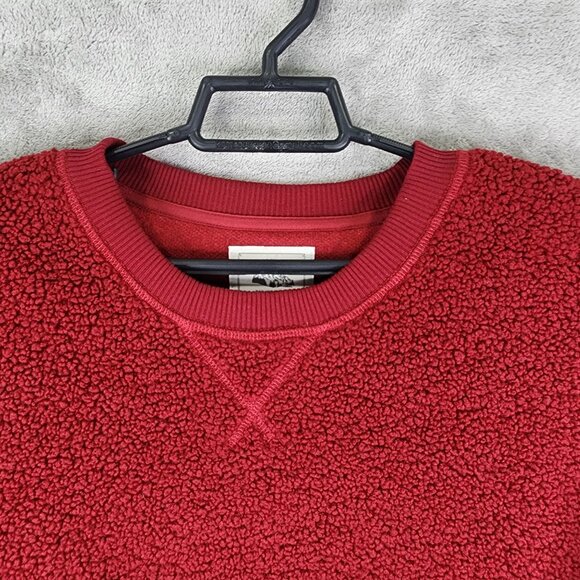 Womens Red American Eagle Sherpa Crop Sweater Crew Neck Long Sleeve Size S - Picture 5 of 11